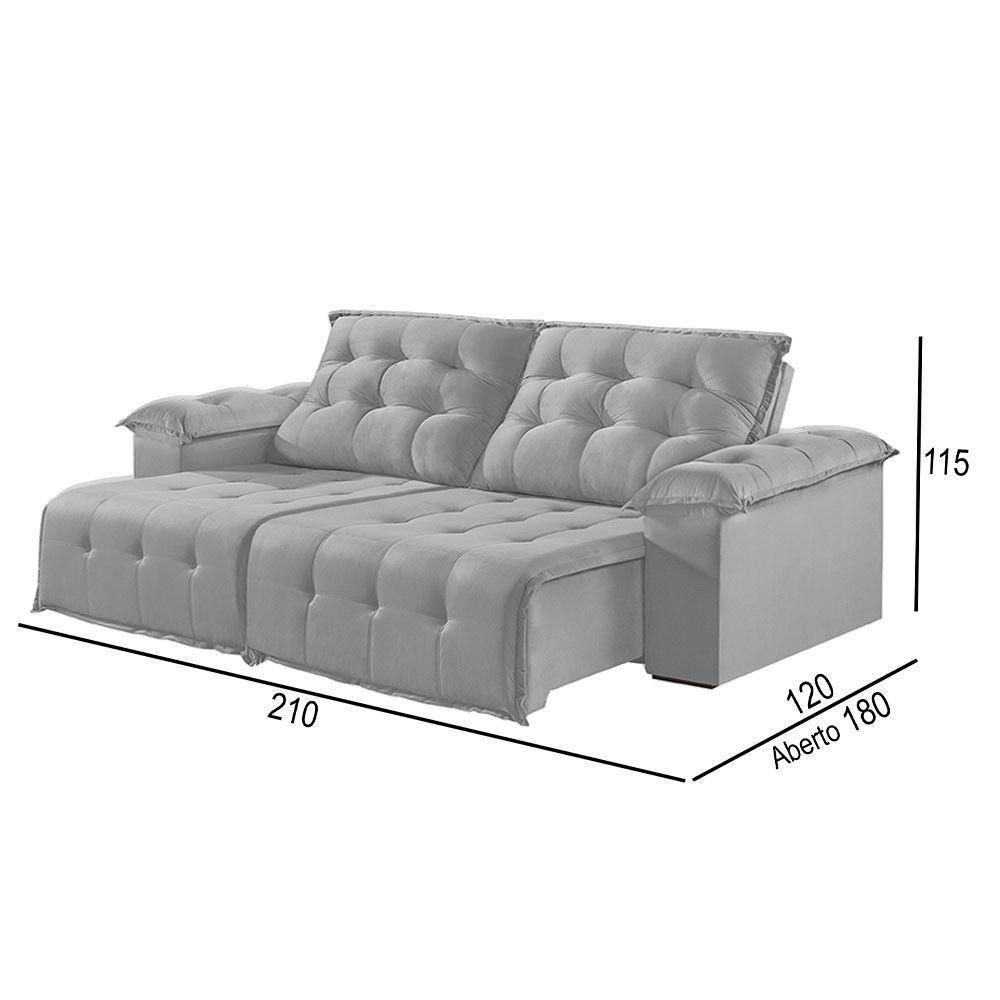 Sofá 2 Lugares Retrátil E Reclinável Martins M-170 Veludo Cinza - 2