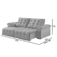 Sofá 2 Lugares Retrátil E Reclinável Martins M-170 Veludo Cinza - 2