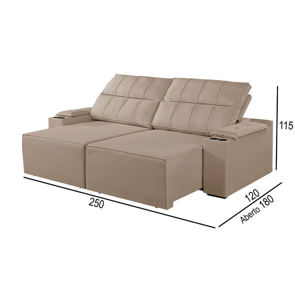 Sofá 4 Lugares Retrátil E Reclinável M-182 Martins Bege - 3