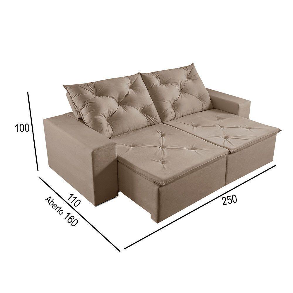 Sofá 4 Lugares Retrátil E Reclinável Martins M-181 Veludo Bege - 2