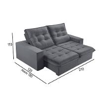 Sofá 2 Lugares Retrátil E Reclinável Martins M-166 Veludo Grafite - 3