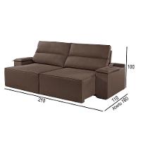 Sofá 2 Lugares Retrátil E Reclinável Martins M-180 Veludo Marrom - 3