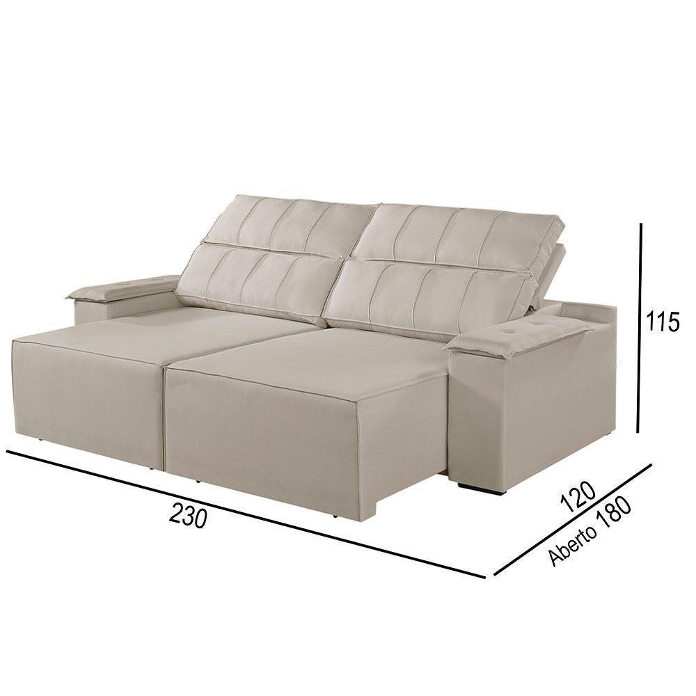 Sofá 3 Lugares Retrátil E Reclinável Martins M-182 Veludo Creme - 2