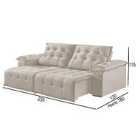 Sofá 3 Lugares Retrátil E Reclinável Martins M-170 Veludo Creme - 3