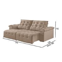 Sofá 5 Lugares Retrátil E Reclinável Martins M-170 Veludo Bege - 3