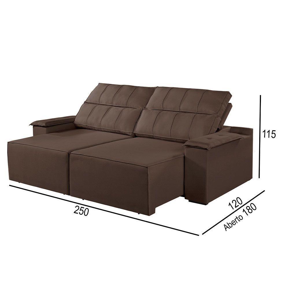 Sofá 4 Lugares Retrátil E Reclinável Martins M-182 Veludo Marrom - 3