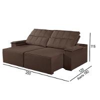 Sofá 4 Lugares Retrátil E Reclinável Martins M-182 Veludo Marrom - 3