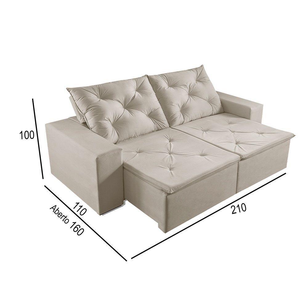 Sofá 2 Lugares Retrátil E Reclinável Martins M-181 Veludo Creme - 3