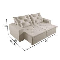 Sofá 2 Lugares Retrátil E Reclinável Martins M-181 Veludo Creme - 3