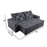 Sofá 2 Lugares Retrátil E Reclinável Martins M-181 Veludo Grafite - 2