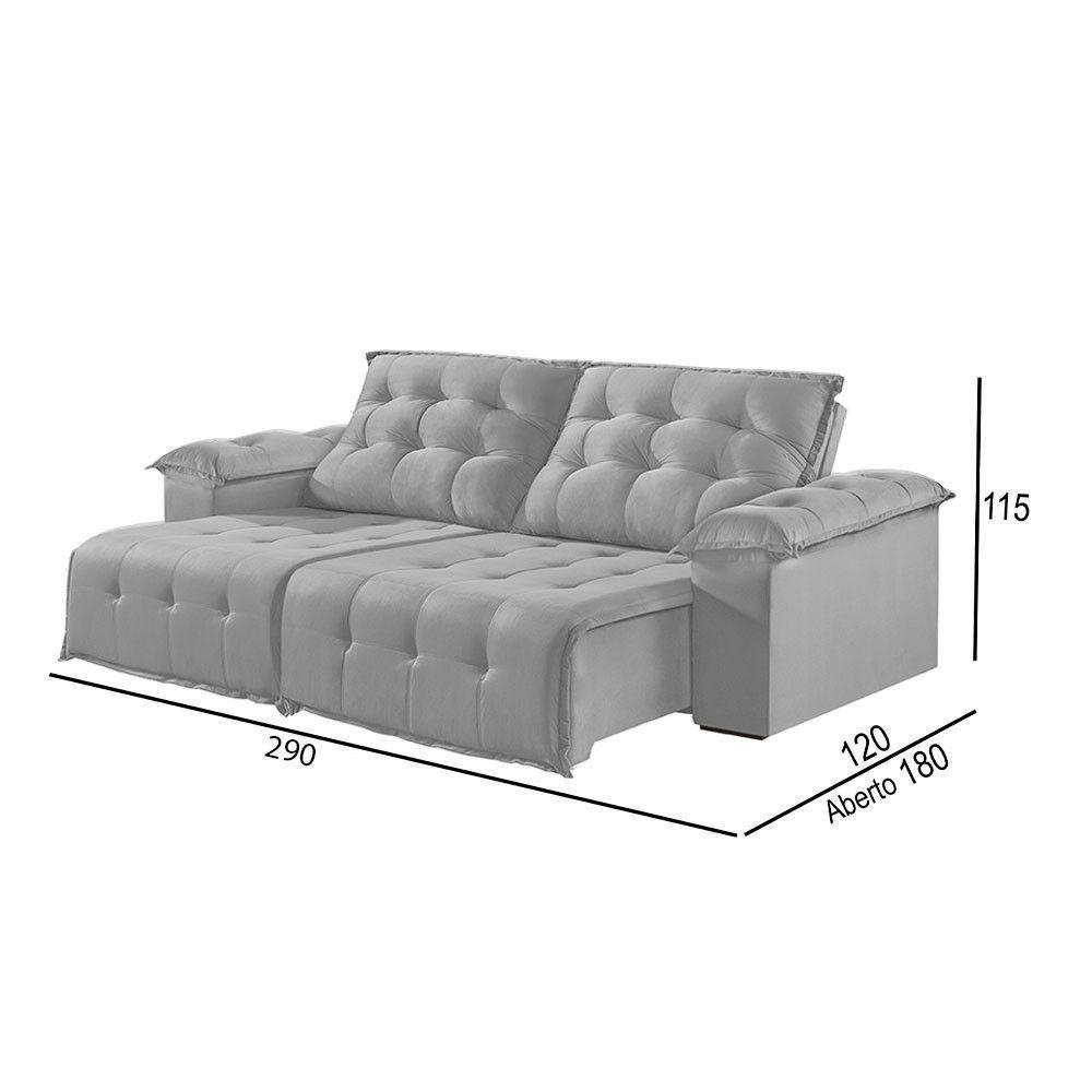 Sofá 5 Lugares Retrátil E Reclinável Martins M-170 Veludo Cinza - 3