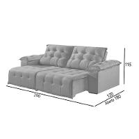 Sofá 5 Lugares Retrátil E Reclinável Martins M-170 Veludo Cinza - 3