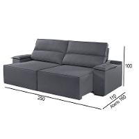 Sofá 4 Lugares Retrátil E Reclinável Martins M-180 Veludo Grafite - 3