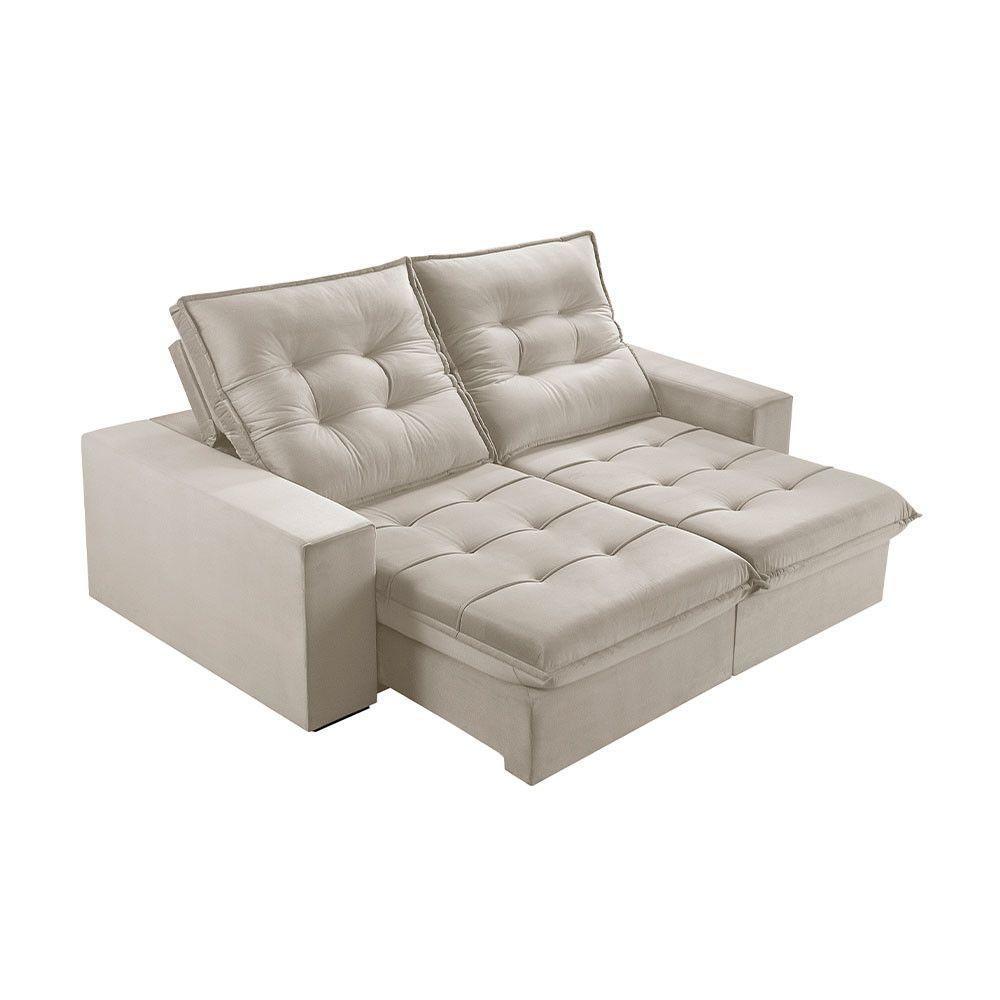 Sofá 2 Lugares Retrátil E Reclinável Martins M-166 Veludo Creme - 1