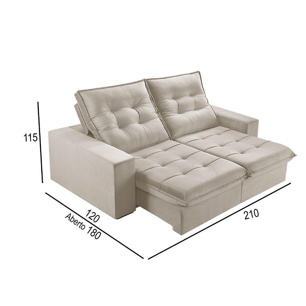 Sofá 2 Lugares Retrátil E Reclinável Martins M-166 Veludo Creme - 3