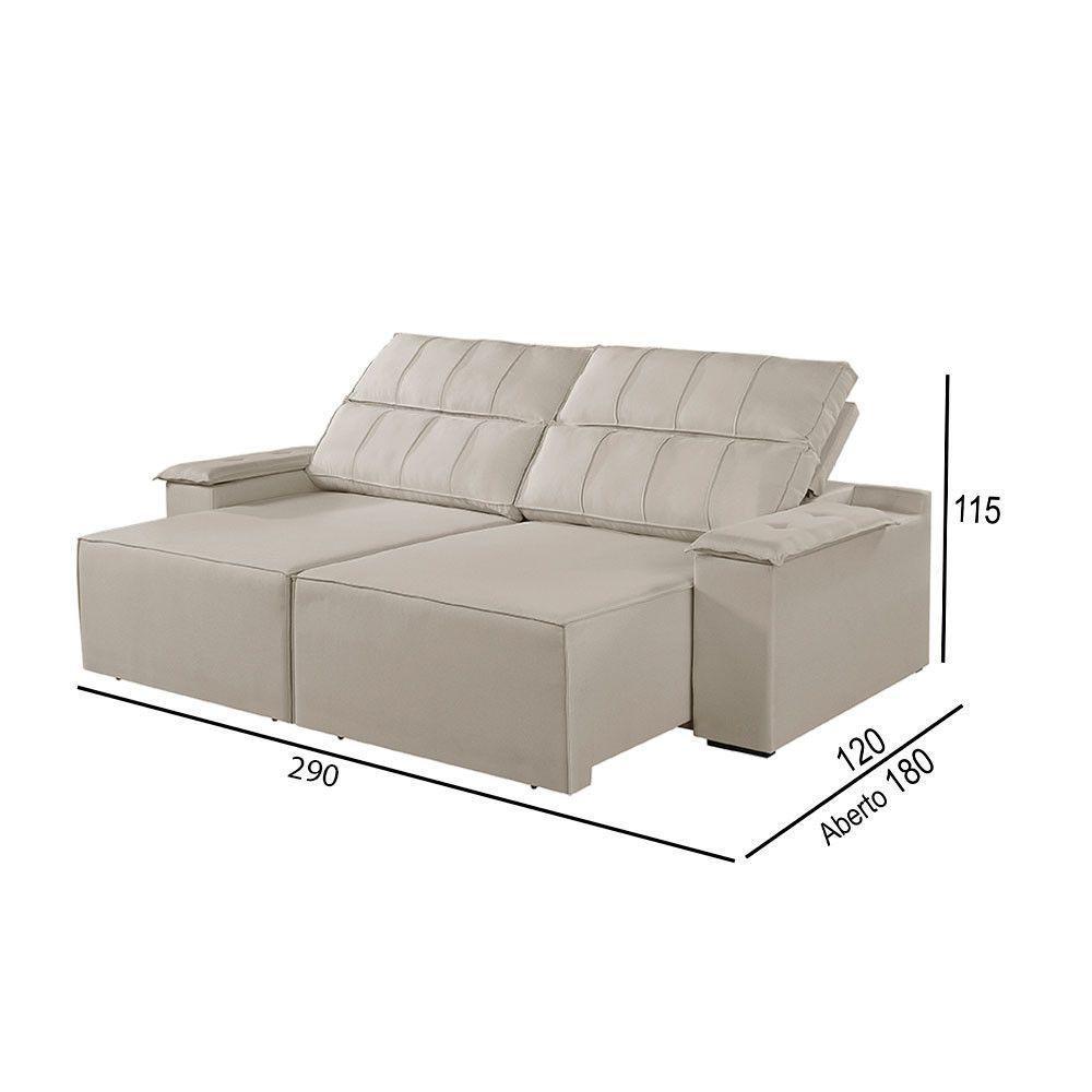 Sofá 5 Lugares Retrátil E Reclinável Martins M-182 Veludo Creme - 2