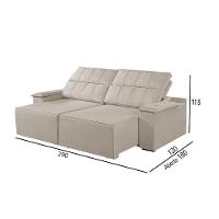 Sofá 5 Lugares Retrátil E Reclinável Martins M-182 Veludo Creme - 2