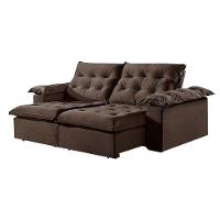 Sofá 4 Lugares Retrátil E Reclinável Martins M-147 Veludo Marrom - 1