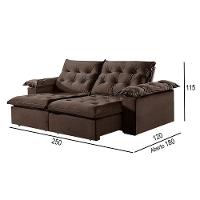 Sofá 4 Lugares Retrátil E Reclinável Martins M-147 Veludo Marrom - 2