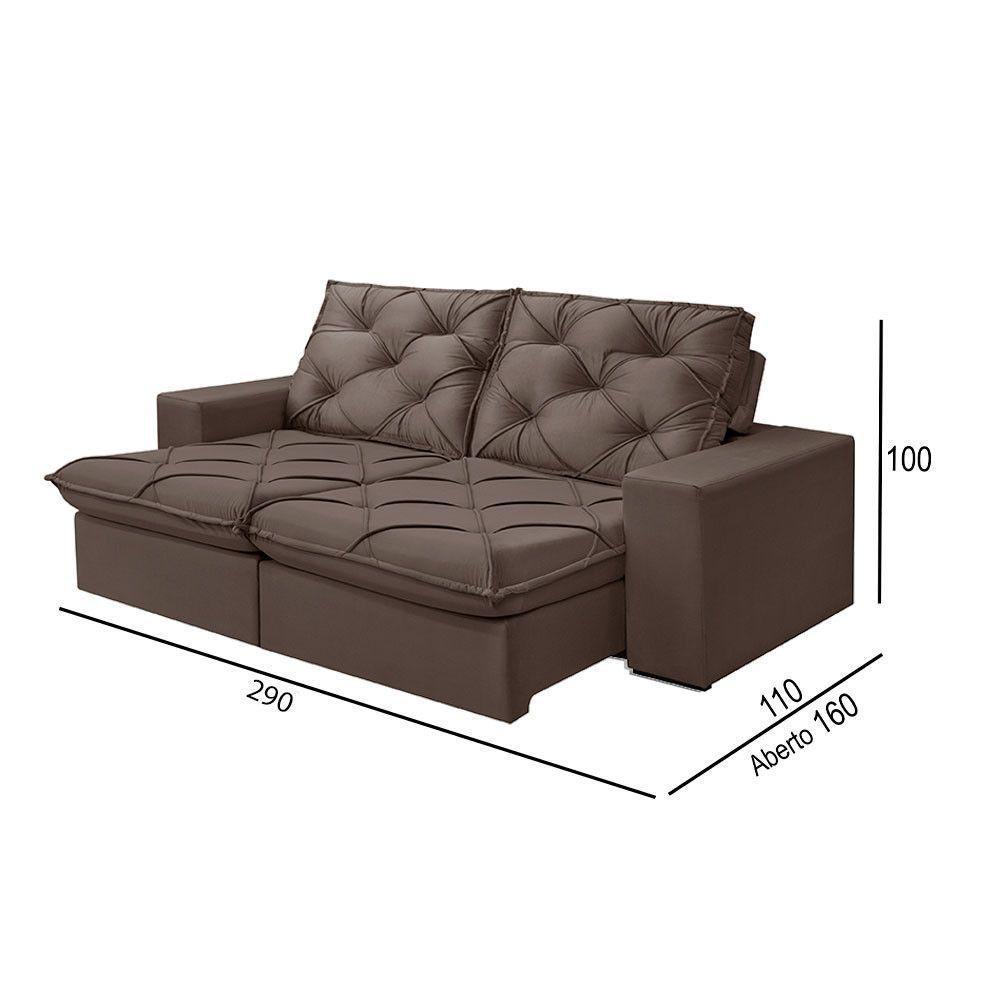 Sofá 5 Lugares Retrátil E Reclinável Martins M-176 Veludo Marrom - 2