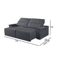 Sofá 5 Lugares Retrátil E Reclinável Martins M-182 Veludo Grafite - 2