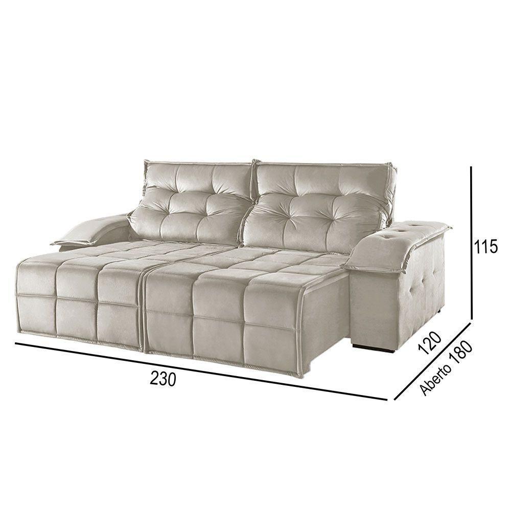 Sofá 3 Lugares Retrátil E Reclinável Martins M-122 Veludo Creme - 3