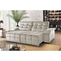 Sofá 3 Lugares Retrátil E Reclinável Martins M-122 Veludo Creme - 2