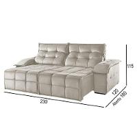 Sofá 3 Lugares Retrátil E Reclinável Martins M-122 Veludo Creme - 3