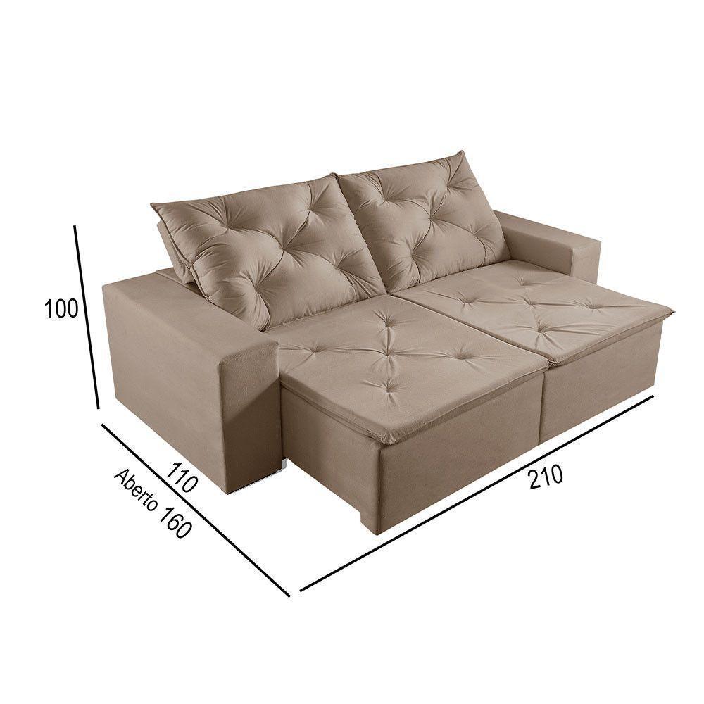 Sofá 2 Lugares Retrátil E Reclinável Martins M-181 Veludo Bege - 3