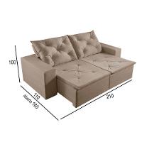 Sofá 2 Lugares Retrátil E Reclinável Martins M-181 Veludo Bege - 3