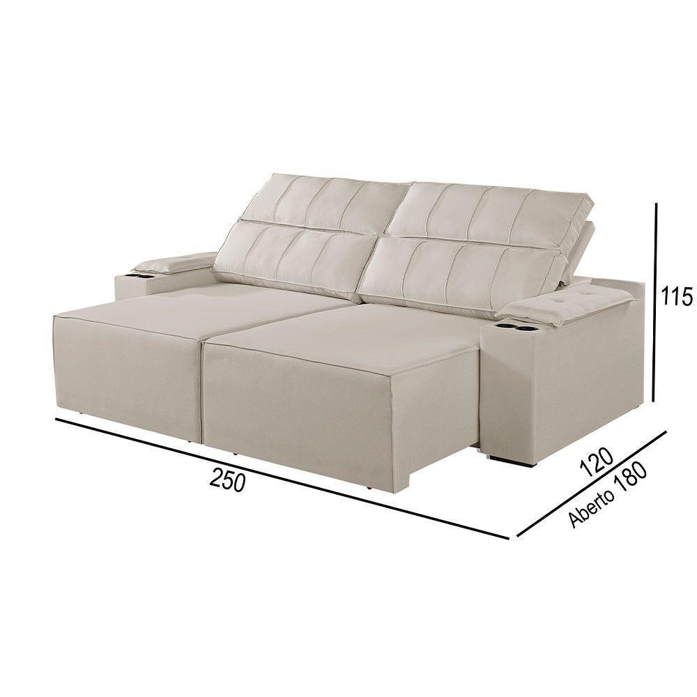 Sofá 4 Lugares Retrátil E Reclinável M-182 Martins Creme - 3