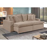 Sofá 4 Lugares Retrátil Com Encosto Fixo Martins M-145 Bege - 2