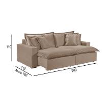 Sofá 4 Lugares Retrátil Com Encosto Fixo Martins M-145 Bege - 3