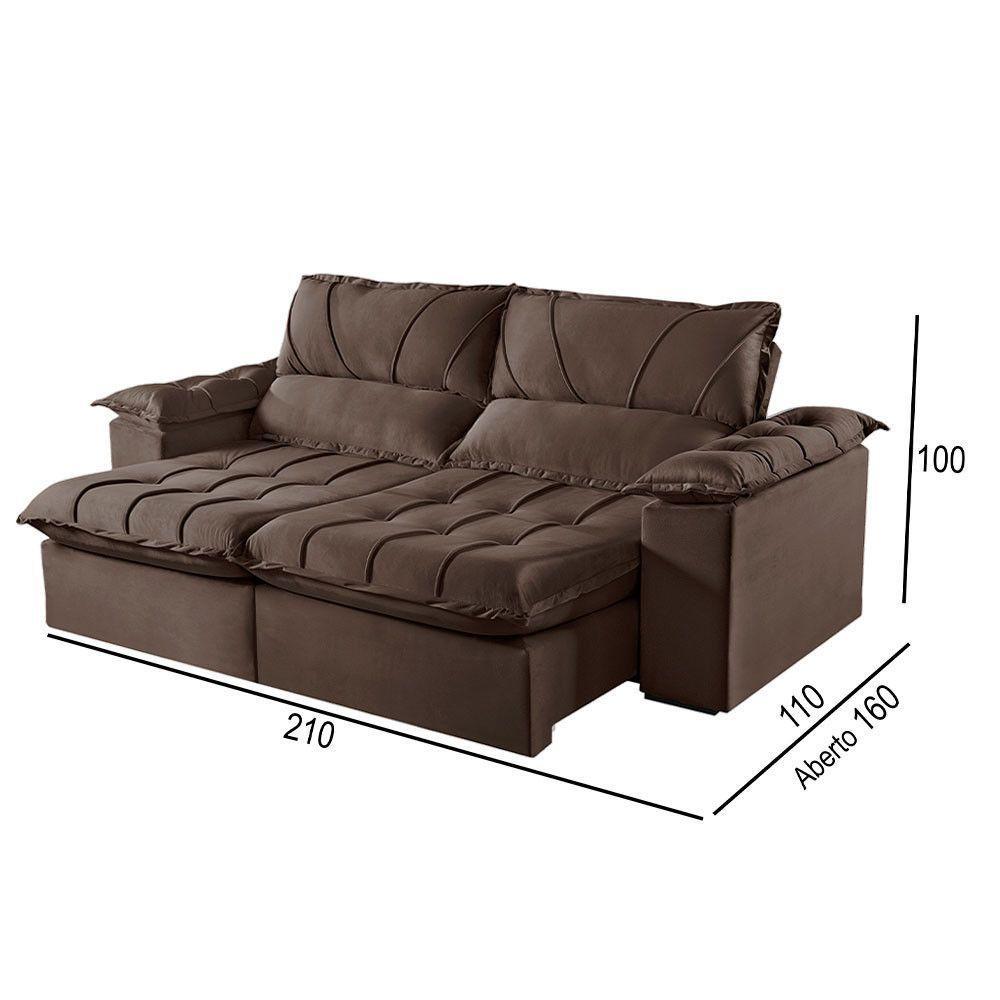 Sofá 2 Lugares Retrátil E Reclinável Martins M-178 Veludo Marrom - 3