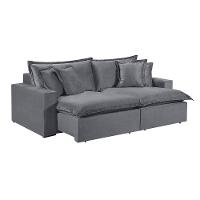 Sofá 5 Lugares Retrátil Encosto Fixo M-145 Veludo Martins Grafite - 1