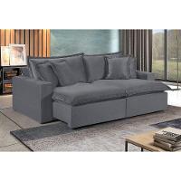 Sofá 5 Lugares Retrátil Encosto Fixo M-145 Veludo Martins Grafite - 2