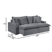 Sofá 5 Lugares Retrátil Encosto Fixo M-145 Veludo Martins Grafite - 3