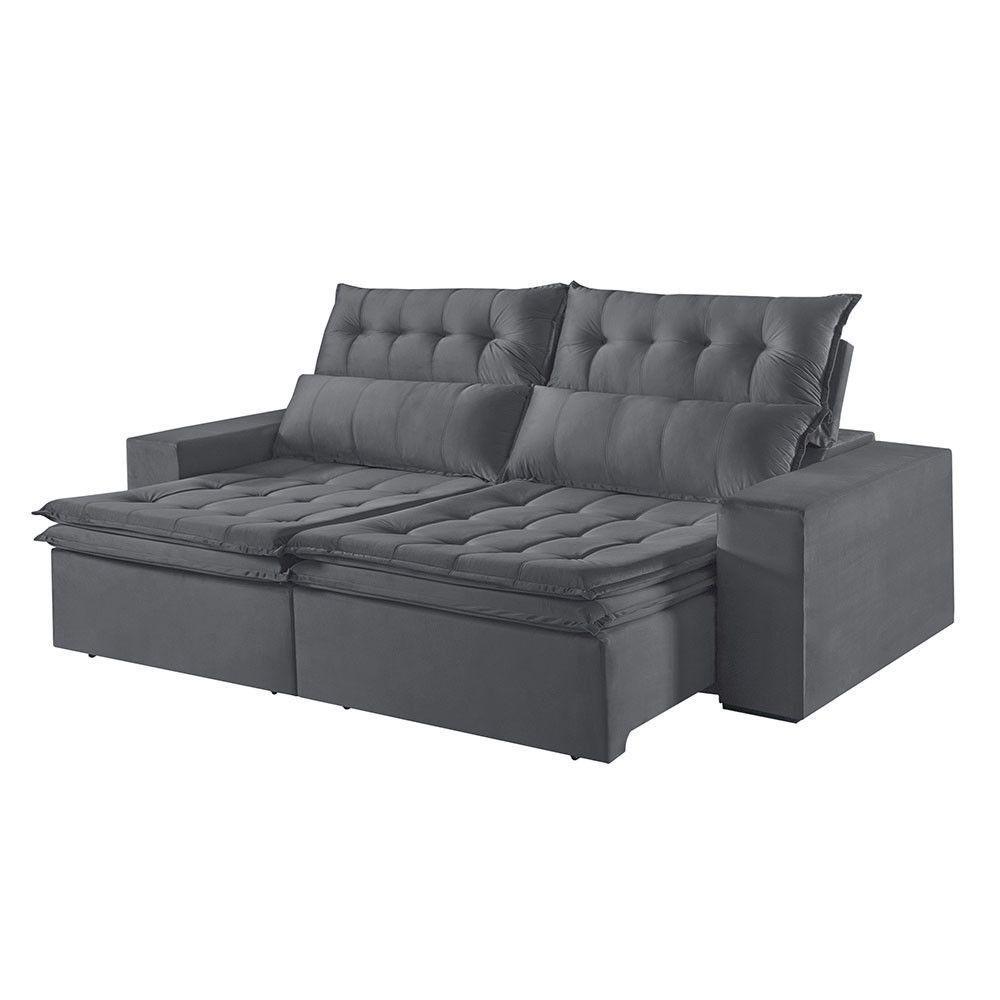 Sofá 2 Lugares Retrátil E Reclinável Martins M-118 Veludo Grafite - 1