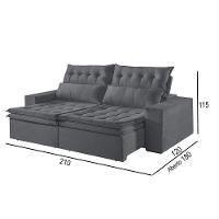 Sofá 2 Lugares Retrátil E Reclinável Martins M-118 Veludo Grafite - 3