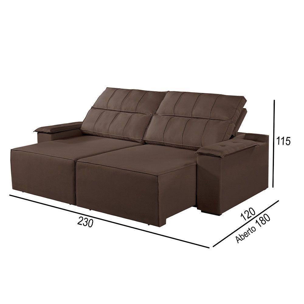 Sofá 3 Lugares Retrátil E Reclinável Martins M-182 Veludo Marrom - 3