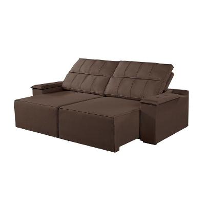 Sofá 3 Lugares Retrátil E Reclinável Martins M-182 Veludo Marrom