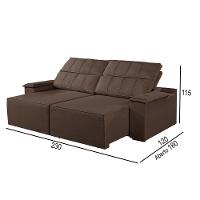 Sofá 3 Lugares Retrátil E Reclinável Martins M-182 Veludo Marrom - 3