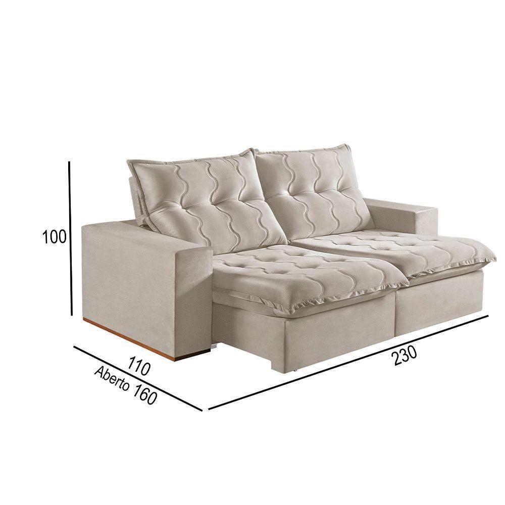 Sofá 3 Lugares Retrátil E Reclinável Martins M-177 Veludo Creme - 2