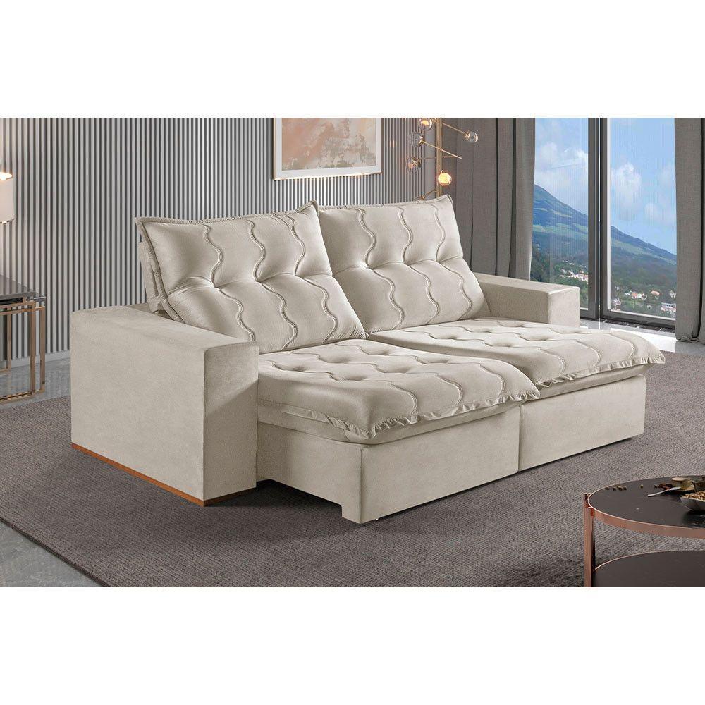 Sofá 3 Lugares Retrátil E Reclinável Martins M-177 Veludo Creme - 3