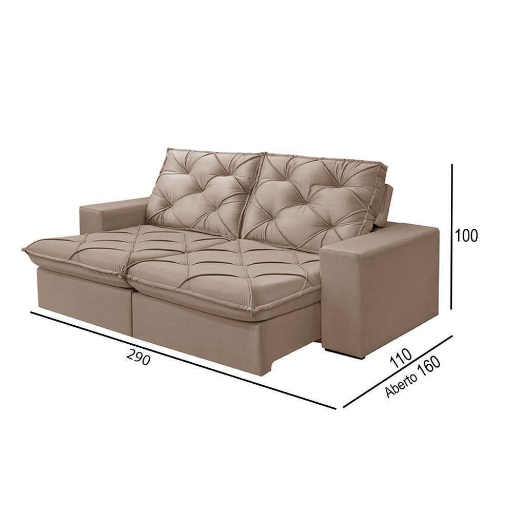 Sofá 5 Lugares Retrátil E Reclinável Martins M-176 Veludo Bege - 3