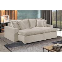 Sofá 4 Lugares Retrátil Com Encosto Fixo Martins M-145 Creme - 2