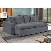 Sofá 4 Lugares Retrátil Com Encosto Fixo Martins M-145 Grafite - 2