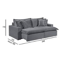 Sofá 4 Lugares Retrátil Com Encosto Fixo Martins M-145 Grafite - 3