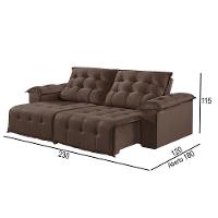 Sofá 3 Lugares Retrátil E Reclinável Martins M-170 Veludo Marrom - 3