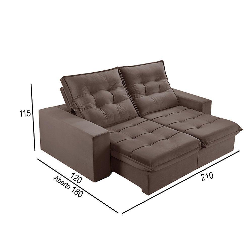 Sofá 2 Lugares Retrátil E Reclinável Martins M-166 Veludo Marrom - 3